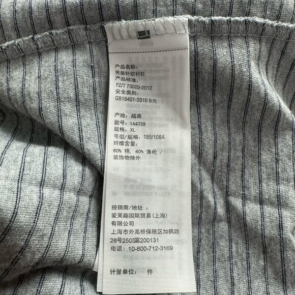 Abercrombie &‎ Fitch Henley Shirt Mens XL Gray Striped Muscle Fit Long Sleeve - Picture 5 of 6